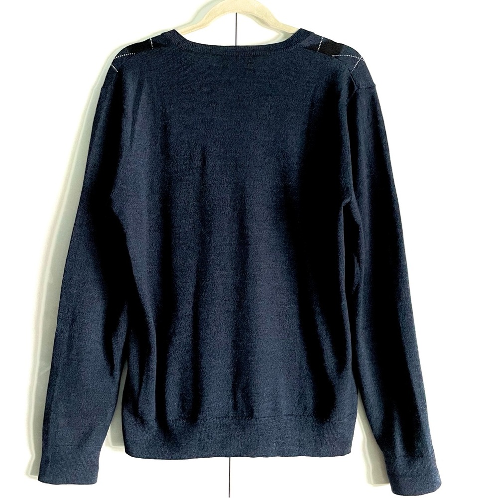 Banana Republic Men's Washable 100% Merino Wool Argyle V-Neck Sweater Size M EUC - Picture 3 of 12